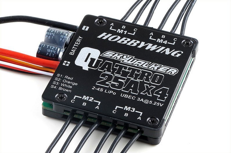 ��������� Hobbywing Skywalker Quattro 25A*4-UBEC Brushless ESC 7,4-14,8 25� 2-4S ����� (HW30205025001)