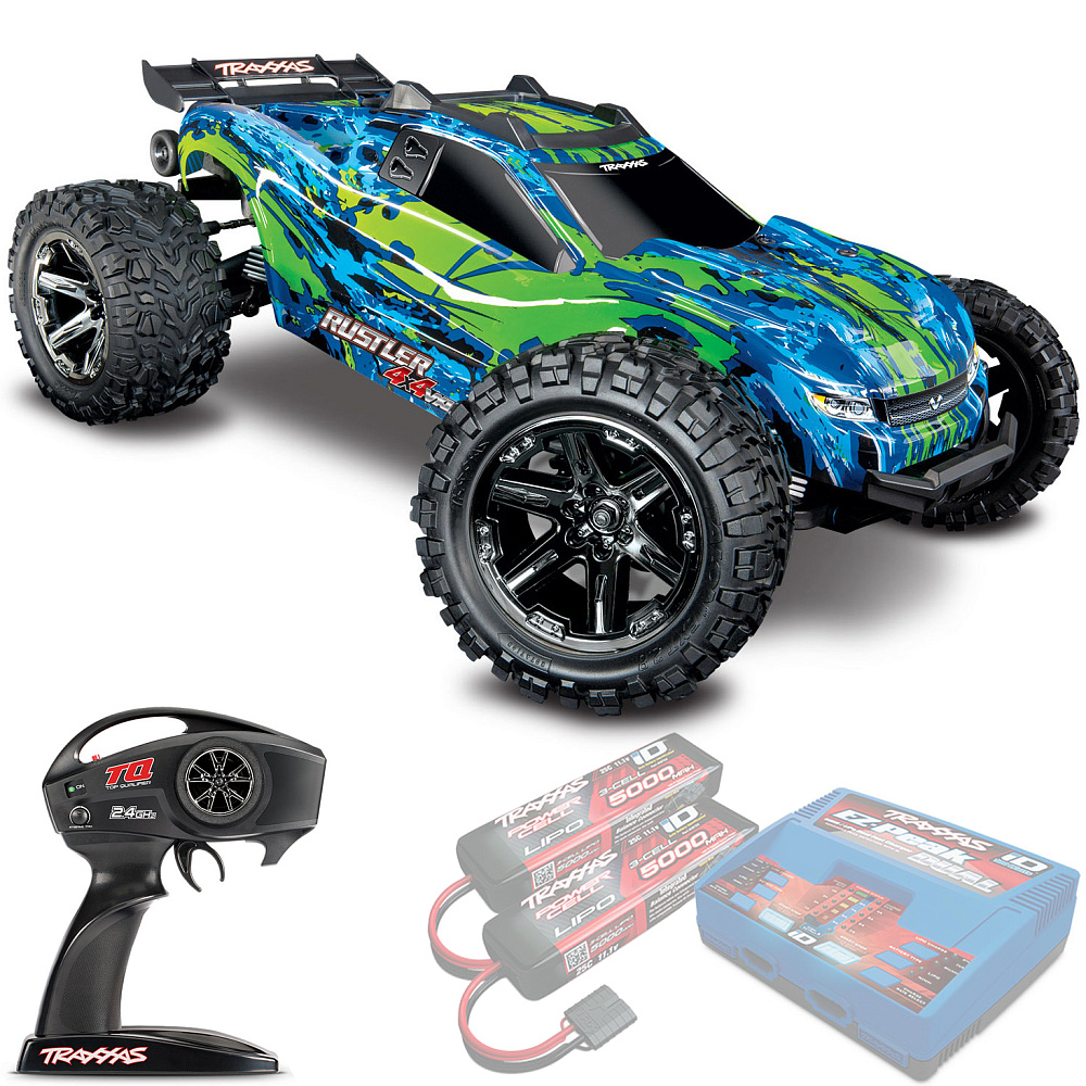 ������� �� ����� Traxxas Rustler 4X4 VXL TSM 1:10 4WD RTR (67076-4-GRN)