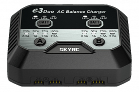 Зарядний пристрій дуо SkyRC e3 duo 20Wx2 2.2A з/БЖ для Li-Pol/Li-Fe/Li-HV 2-3S акумуляторів (SK-100164)