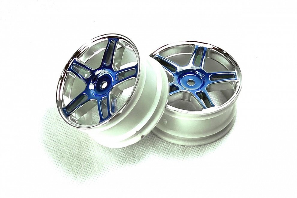 Blue Chrome Star Spoke Wheel Rims 2P